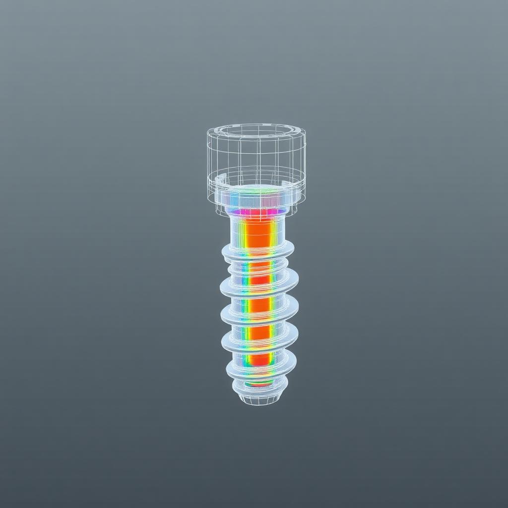 CAD model of a device with FEA overlay